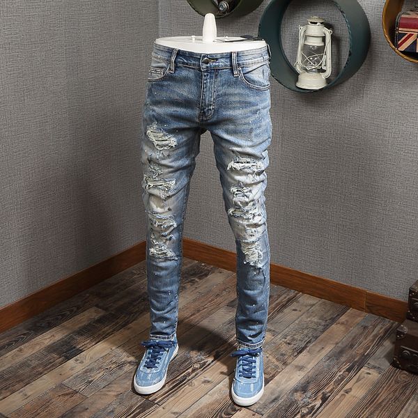 2021 new high street fashion light blue painted ripped men destroyed punk pants brand designer hip hop jeans homme 4mht
2021 new high street fashion light blue painted ripped men destroyed punk pants brand designer hip hop jeans homme 4mht