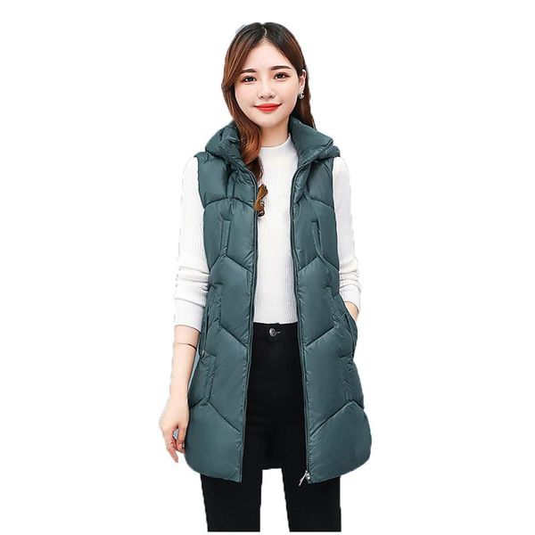 women's vests 2021 autumn winter hooded slim warm sleeveless down cotton vest coat women korean red black fashion long jacket gh721, Black;white
women's vests 2021 autumn winter hooded slim warm sleeveless down cotton vest coat women korean red black fashion long jacket gh721, Black;white