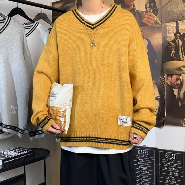 men's sweaters korean fashion men long sleeve knit sweater v-neck pullover solid color autumn shirts, White;black
men's sweaters korean fashion men long sleeve knit sweater v-neck pullover solid color autumn shirts, White;black