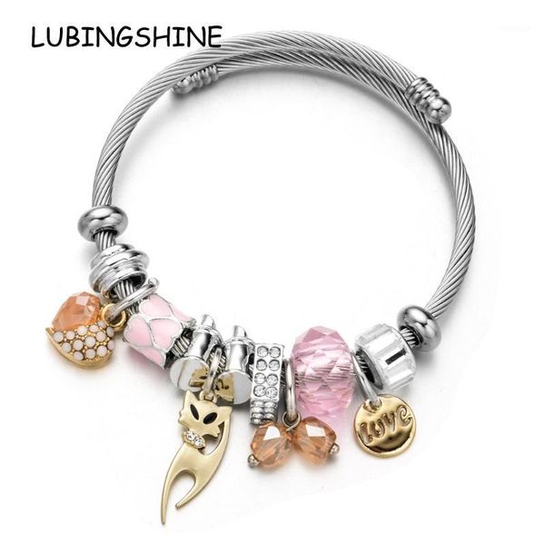 charm bracelets love heart cat charms for women girl crystal bead stainless steel adjustable open cuff wire cable bangles diy jewelry, Golden;silver
charm bracelets love heart cat charms for women girl crystal bead stainless steel adjustable open cuff wire cable bangles diy jewelry, Golden;silver