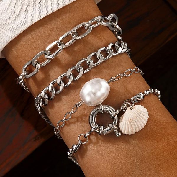 link, chain kmvexo bohemian silver color baroque pearl bracelets&bangles set metal chains shell trees bracelet for women jewelry accessories, Black
link, chain kmvexo bohemian silver color baroque pearl bracelets&bangles set metal chains shell trees bracelet for women jewelry accessories, Black