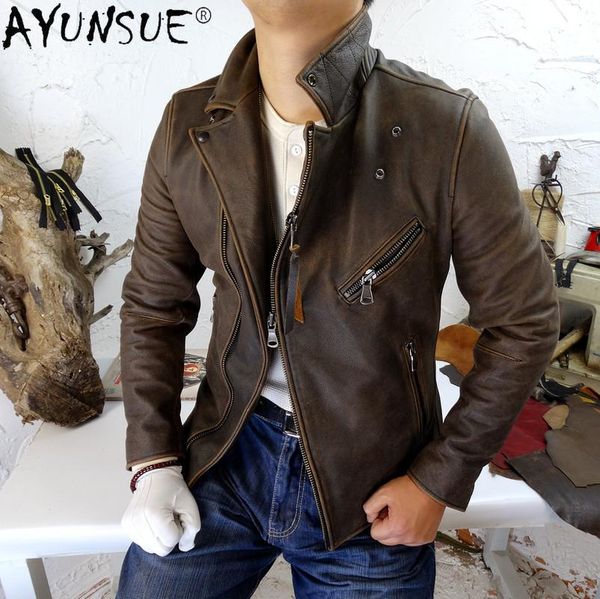 ayunsue vintage genuine leather jacket men clothes spring autumn 2021 motorcycle cowhide coat plus size 4xl chaquetas hombre, Black
ayunsue vintage genuine leather jacket men clothes spring autumn 2021 motorcycle cowhide coat plus size 4xl chaquetas hombre, Black
