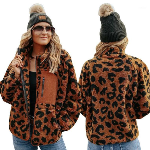 women's wool & blends brown leopard print patchwork lapel zipper faux lamb coat european casual brand design fashion coats winter stree, Black
women's wool & blends brown leopard print patchwork lapel zipper faux lamb coat european casual brand design fashion coats winter stree, Black