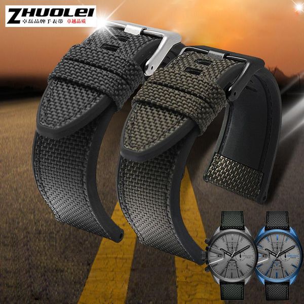 watch bands for dz4500 dz4506 dz7420 dz4318 canvas silicone strap men's officer series 24 26 28mm accessories nylon watchband, Black;brown
watch bands for dz4500 dz4506 dz7420 dz4318 canvas silicone strap men's officer series 24 26 28mm accessories nylon watchband, Black;brown