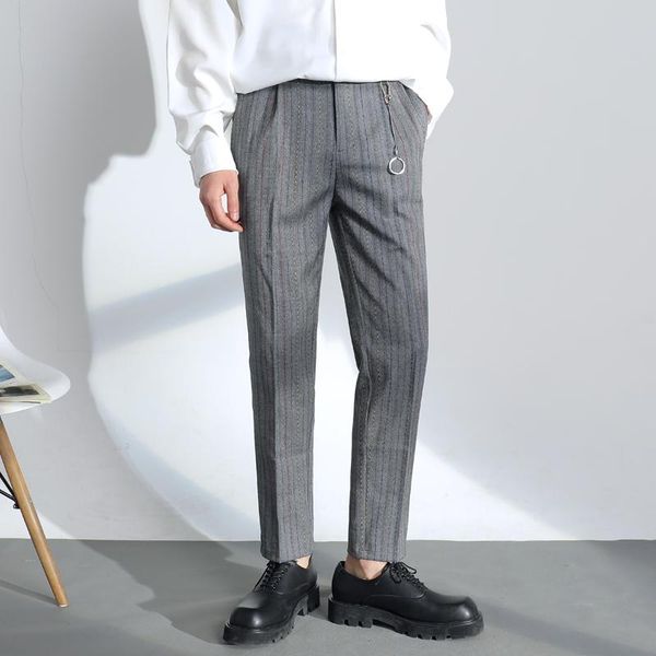 men's pants korean streetwear male fashion slim fit suit trousers striped casual ankle-lenght pencil, Black
men's pants korean streetwear male fashion slim fit suit trousers striped casual ankle-lenght pencil, Black