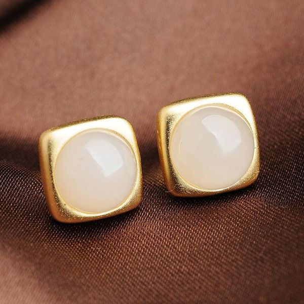 stud silver inlaid natural an white jade square earrings chinese style retro unique ancient gold craft women's brand jewelry, Golden;silver
stud silver inlaid natural an white jade square earrings chinese style retro unique ancient gold craft women's brand jewelry, Golden;silver