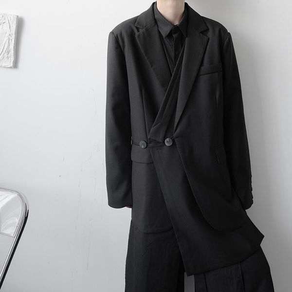 men's suits & blazers niche irregular design loose casual suit jacket harajuku streetwear fashion dark black party coat for man, White;black
men's suits & blazers niche irregular design loose casual suit jacket harajuku streetwear fashion dark black party coat for man, White;black