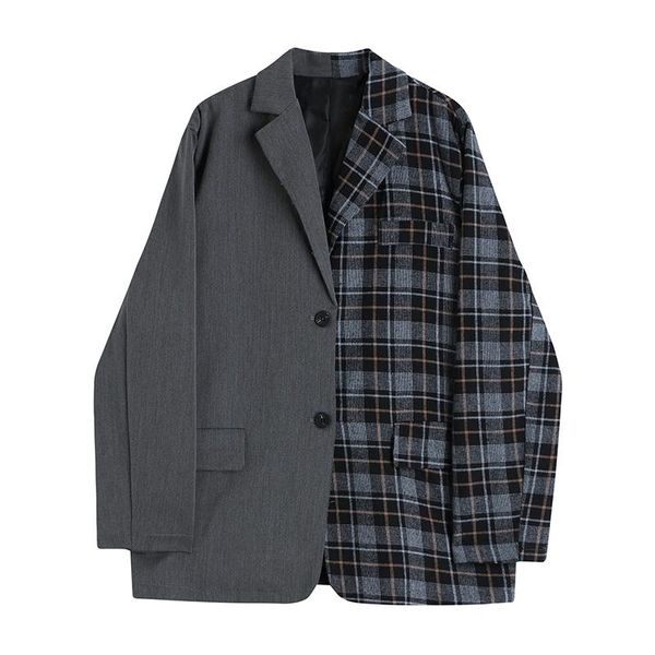 women's suits & blazers superaen spliced plaid suit jacket women casual design notched single breasted coats, White;black 
women's suits & blazers superaen spliced plaid suit jacket women casual design notched single breasted coats, White;black