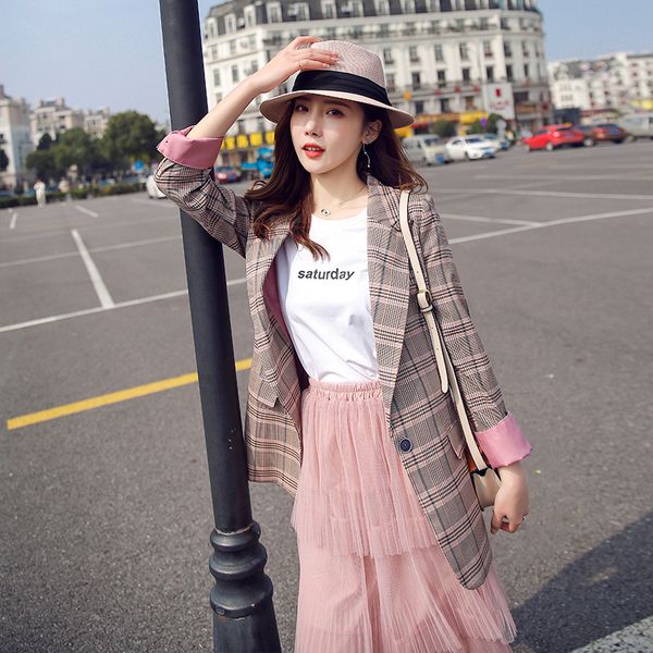 fashion autumn and winter new feminino retro plaid suit straight female woolen jacket slim blazer f4wv, White;black
fashion autumn and winter new feminino retro plaid suit straight female woolen jacket slim blazer f4wv, White;black