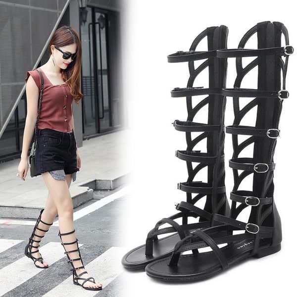 sandals women 2021 multiple cross straps high knee hollow roman shoes lightweight wear-resistant flat-bottomed, Black
sandals women 2021 multiple cross straps high knee hollow roman shoes lightweight wear-resistant flat-bottomed, Black