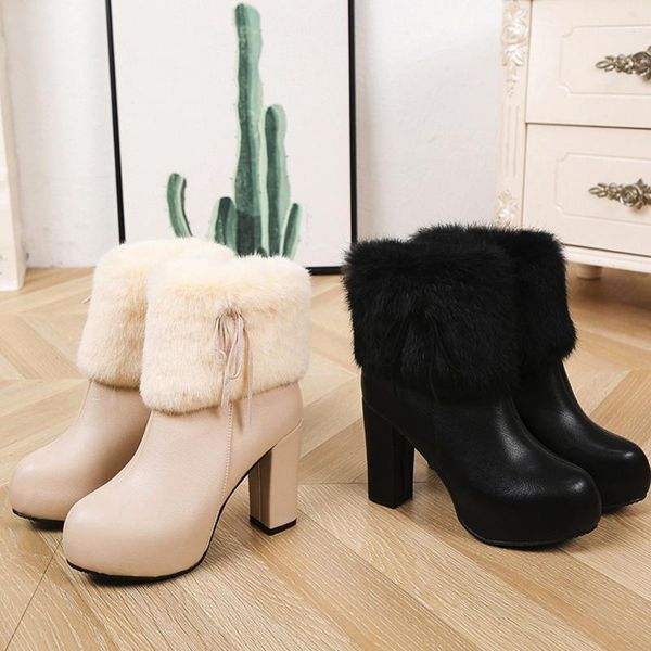 boots women plush straps middle tube leather pu warm fur winter zipper high heels ladies shoes size 41, Black
boots women plush straps middle tube leather pu warm fur winter zipper high heels ladies shoes size 41, Black