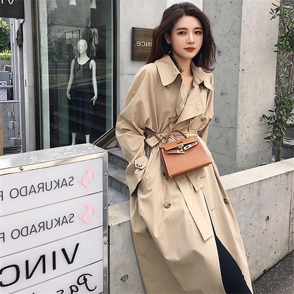 autumn winter khaki female trench coat popular over the knee long section of the british wind loose office lady windbreaker b690, Tan;black
autumn winter khaki female trench coat popular over the knee long section of the british wind loose office lady windbreaker b690, Tan;black