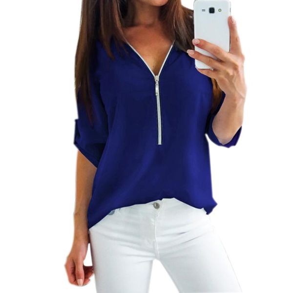 zipper short sleeve women shirts v neck solid women blouses casual tee shirt female clothes plus sizes, White
zipper short sleeve women shirts v neck solid women blouses casual tee shirt female clothes plus sizes, White