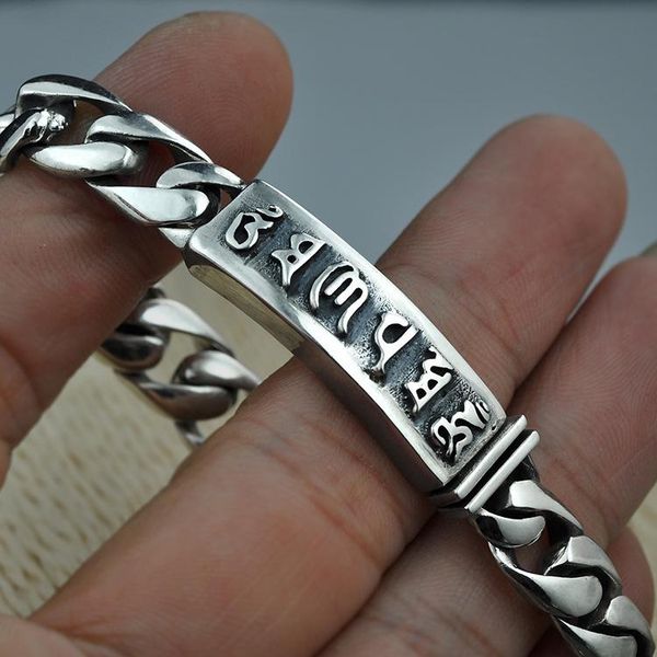 link, chain s925 sterling silver bracelets for women and men six words om mani padme hum engraved buddhism jewelry, Black
link, chain s925 sterling silver bracelets for women and men six words om mani padme hum engraved buddhism jewelry, Black