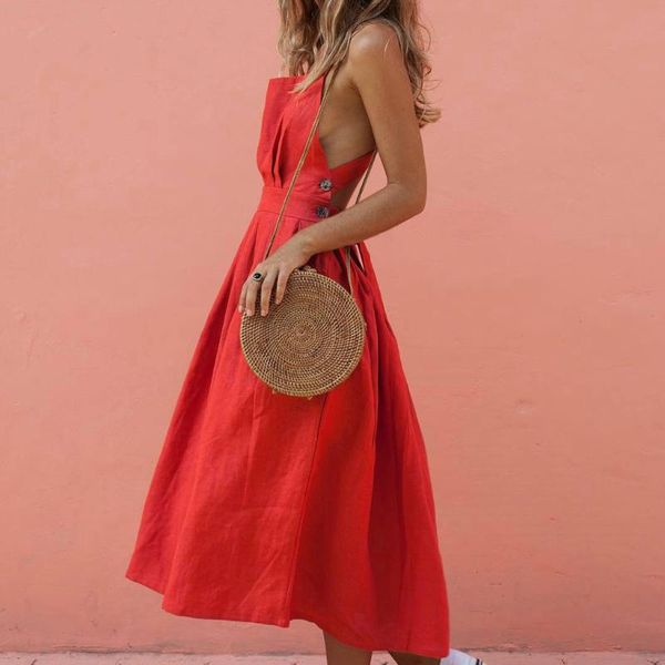 casual dresses backless dress women 2021 summer sleeveless bowknot cross bandage beachwear long solid color vintage boho sundress, Black;gray
casual dresses backless dress women 2021 summer sleeveless bowknot cross bandage beachwear long solid color vintage boho sundress, Black;gray