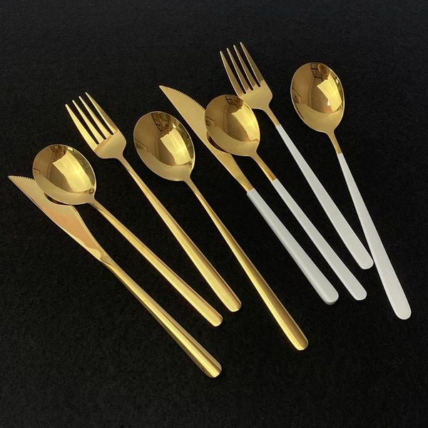 24pcs gold cutlery set mirror colorful flatware set stainless steel dinnerware kitchen silverware gold tableware
24pcs gold cutlery set mirror colorful flatware set stainless steel dinnerware kitchen silverware gold tableware