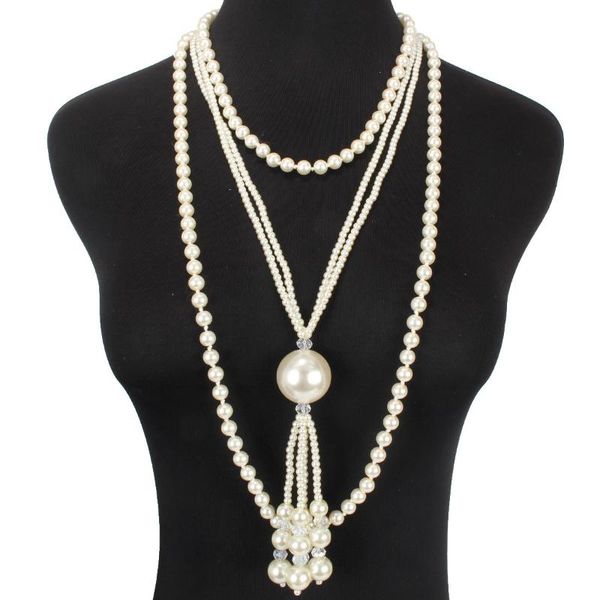 pendant necklaces 2 pieces hand-made multi layer imitation pearl necklace chain white big diy sweater for women party jewelry, Silver
pendant necklaces 2 pieces hand-made multi layer imitation pearl necklace chain white big diy sweater for women party jewelry, Silver
