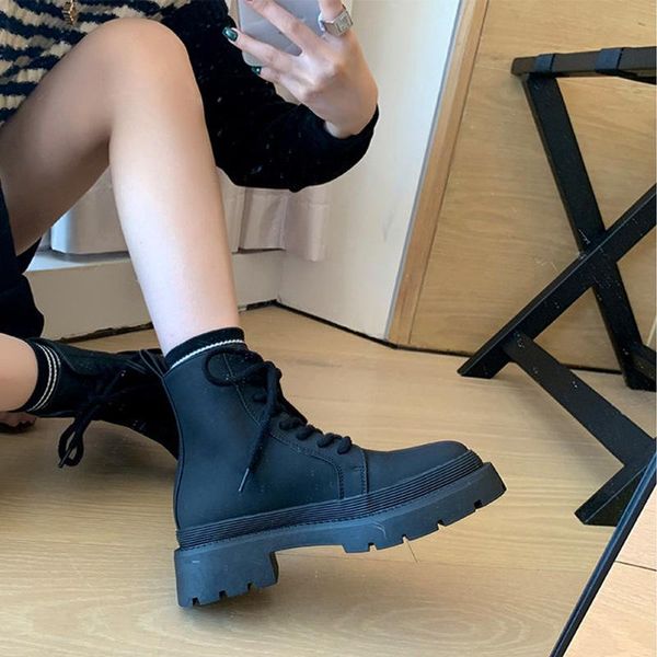 boots british style round head thick bottom heel thin leisure long tube rain women's autumn products women, Black 
boots british style round head thick bottom heel thin leisure long tube rain women's autumn products women, Black