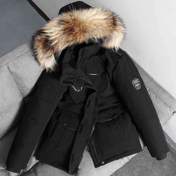 couple winter warm -20 degree down jacket men's white duck parkas coat fashion big fur collar thick outerwear snow overcoat, Black
couple winter warm -20 degree down jacket men's white duck parkas coat fashion big fur collar thick outerwear snow overcoat, Black