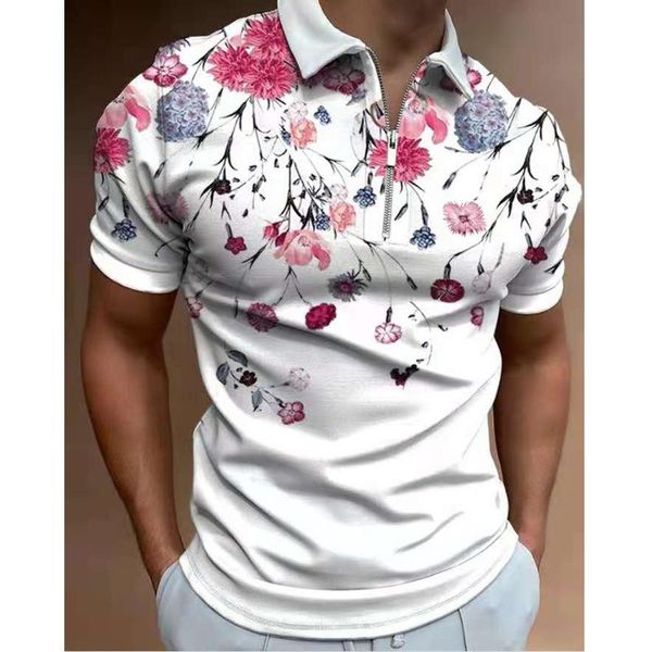 men's polos summer fashion for men shirt floral print patchwork short sleeve loose casual turn-down collar zip-up, White;black
men's polos summer fashion for men shirt floral print patchwork short sleeve loose casual turn-down collar zip-up, White;black