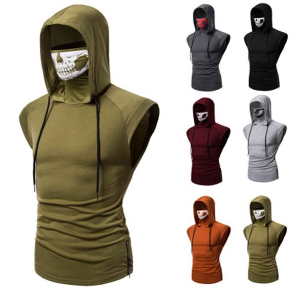 mens fitness hooded t-shirt fashion occident trend style solid colors sleeveless tees spring summer male new loose casual tshirt, White;black
mens fitness hooded t-shirt fashion occident trend style solid colors sleeveless tees spring summer male new loose casual tshirt, White;black