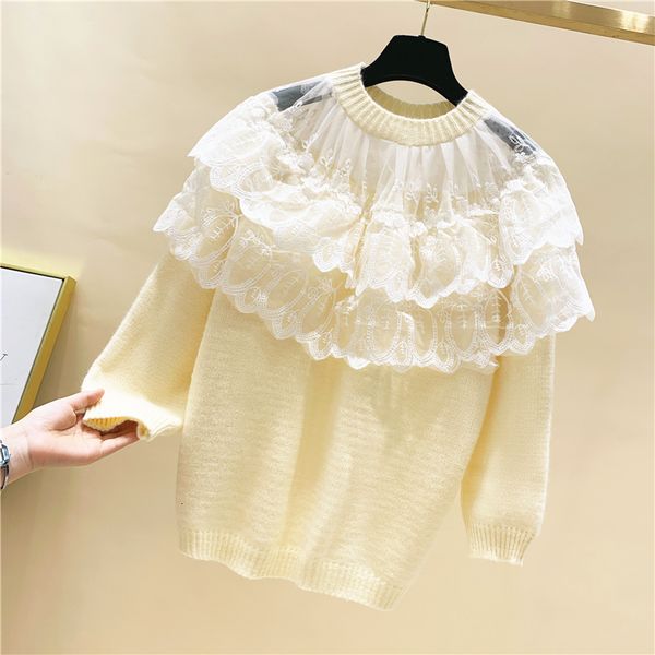 lace patched pullover women's nightgown 2021 fall and new winter fashions drop fashionable jumper jerseys mesh el2e, White;black
lace patched pullover women's nightgown 2021 fall and new winter fashions drop fashionable jumper jerseys mesh el2e, White;black