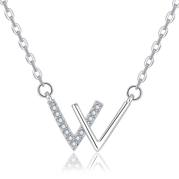 w letter necklaces for women girls rhinestone double v-shape pendants necklace clavicle chain fashion jewelry gifts, Silver
w letter necklaces for women girls rhinestone double v-shape pendants necklace clavicle chain fashion jewelry gifts, Silver