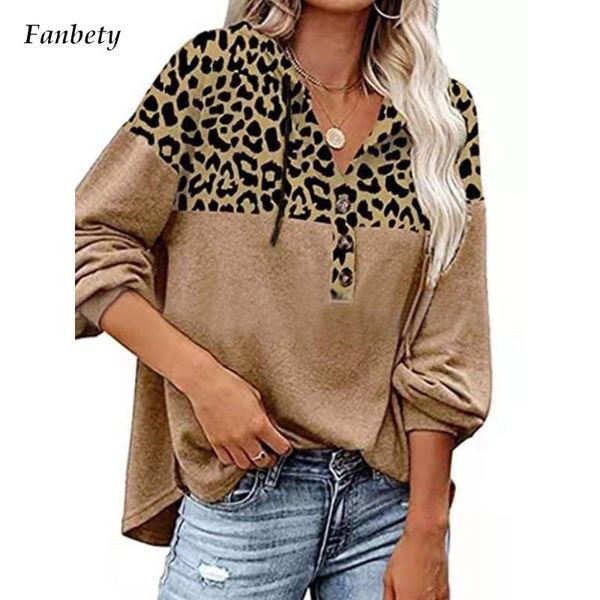 women's blouses & shirts elegant women drawstring buttoned with hood 2021 autumn winter leopard print patchwork blouse female casual lo, White
women's blouses & shirts elegant women drawstring buttoned with hood 2021 autumn winter leopard print patchwork blouse female casual lo, White