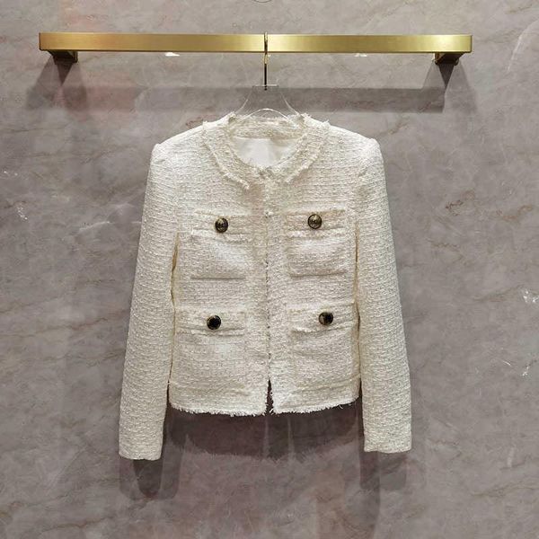 women's jackets chic pockets o-neck tweed coat 2021 autumn fashion women elegant c407, Black;brown
women's jackets chic pockets o-neck tweed coat 2021 autumn fashion women elegant c407, Black;brown