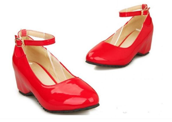 women's shoes in spring and autumn slope heel round head @208, Black