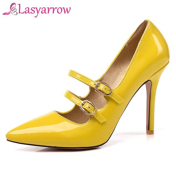 dress shoes lasyarrow brand woman high heels women pumps stiletto thin heel pointed toe patent leather zapatos feminina buckle rm260, Black
dress shoes lasyarrow brand woman high heels women pumps stiletto thin heel pointed toe patent leather zapatos feminina buckle rm260, Black