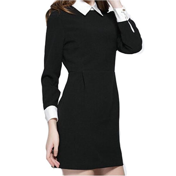 casual dresses winter fashion women office black dress with white collar slim vestido vintage brand vestidos plus size, Black;gray
casual dresses winter fashion women office black dress with white collar slim vestido vintage brand vestidos plus size, Black;gray