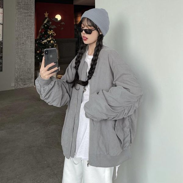 women's jackets spring 2021 south korean style grey baseball jacket loose and versatile fashion, Black;brown
women's jackets spring 2021 south korean style grey baseball jacket loose and versatile fashion, Black;brown
