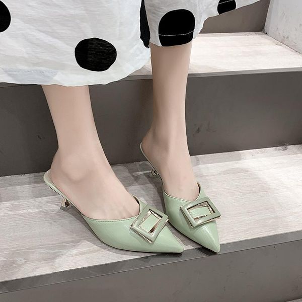 slippers fresh color fashion 6 cm high heel women brand mules shoes pointed toe outside 2021 summer, Black
slippers fresh color fashion 6 cm high heel women brand mules shoes pointed toe outside 2021 summer, Black