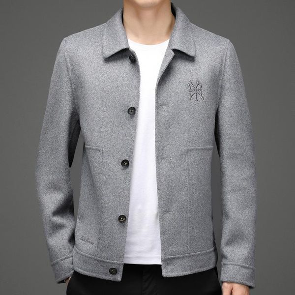 and male cloth jacket lapel wool coat loose leisure coat jacket of middle-aged and young, Black
and male cloth jacket lapel wool coat loose leisure coat jacket of middle-aged and young, Black
