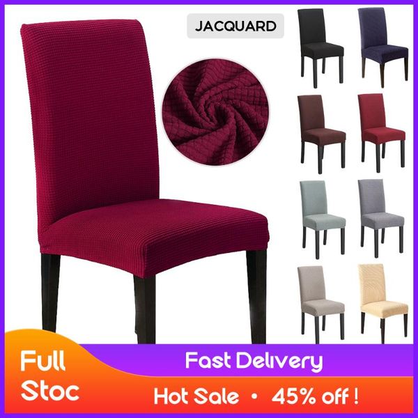 chair covers jacquard cover elastic wedding el dining spandex seat slip office