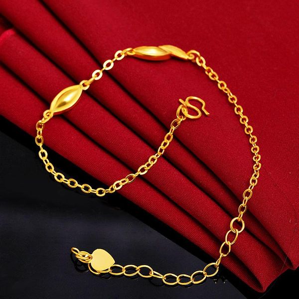 link, chain fashion lady bead luck bracelet feather love brass gold-plated sand gold on hand women's jewelry graceful wedding accessori, Black