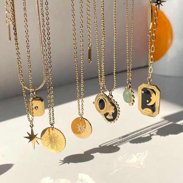 chokers huanzhi 2021 korean vintage gold color water drop star pendant necklace stainless steel for women girls fashion jewelry, Golden;silver
chokers huanzhi 2021 korean vintage gold color water drop star pendant necklace stainless steel for women girls fashion jewelry, Golden;silver