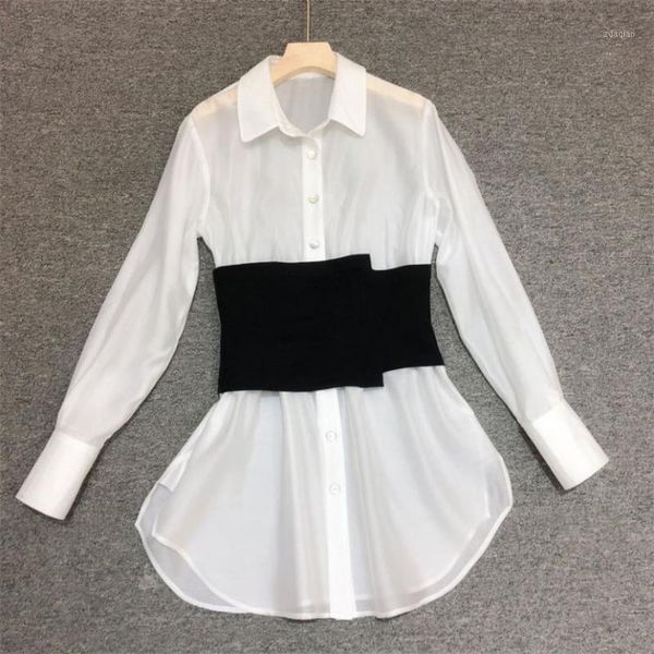 women's blouses & shirts 2021 autumn black and white stitching contrast color shirt long sleeve girdle blouse female fake two-piece per
women's blouses & shirts 2021 autumn black and white stitching contrast color shirt long sleeve girdle blouse female fake two-piece per