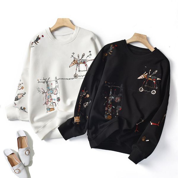 2021 spring beige hoodie o-neck cartoon embroidery sleeve women hoodies style clothes pullovers jb4w, Black
2021 spring beige hoodie o-neck cartoon embroidery sleeve women hoodies style clothes pullovers jb4w, Black