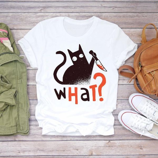 women cartoon cat 90s animal short sleeve halloween print lady t-shirts womens graphic t shirt ladies female tee t-shirt, White
women cartoon cat 90s animal short sleeve halloween print lady t-shirts womens graphic t shirt ladies female tee t-shirt, White