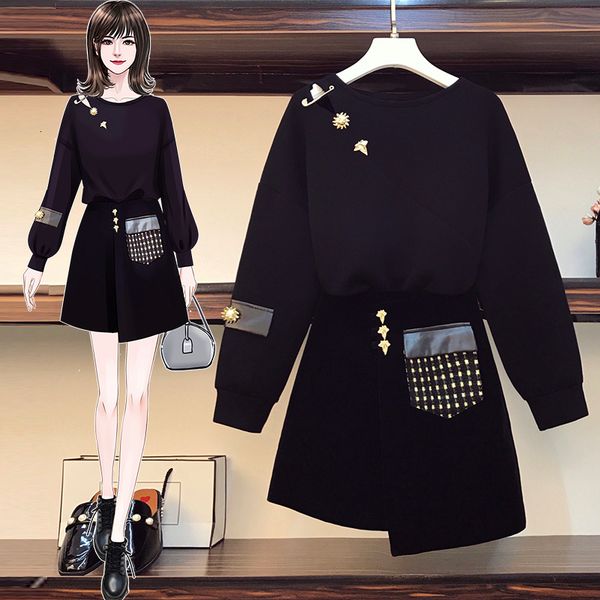 women autumn track woman's suit upper rivet and skirt two pieces all elegant ladies match black plus size outfits sb7j
women autumn track woman's suit upper rivet and skirt two pieces all elegant ladies match black plus size outfits sb7j