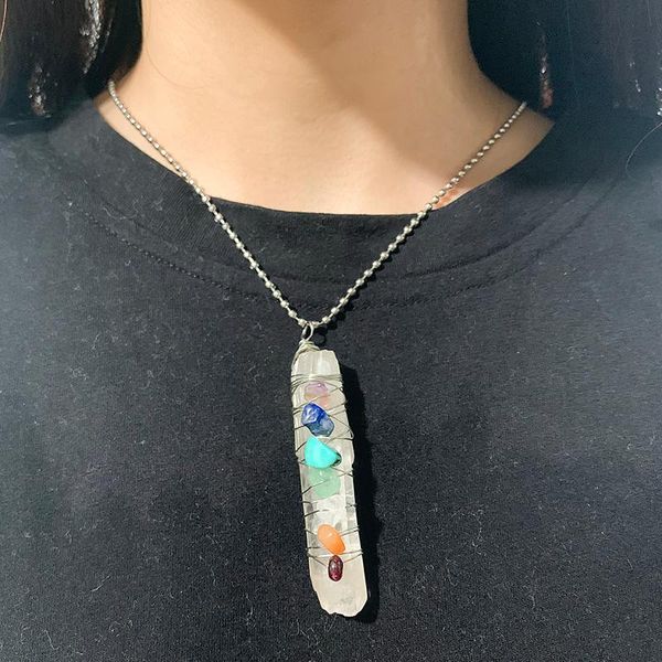 charms natural white crystal column rough stone pendant necklace for women chakra multi color, Bronze;silver
charms natural white crystal column rough stone pendant necklace for women chakra multi color, Bronze;silver