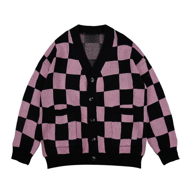 men's sweaters harajuku checkerboard autumn double pocket loose knit cardigan mens and womens v neck streetwear oversize casual, White;black
men's sweaters harajuku checkerboard autumn double pocket loose knit cardigan mens and womens v neck streetwear oversize casual, White;black