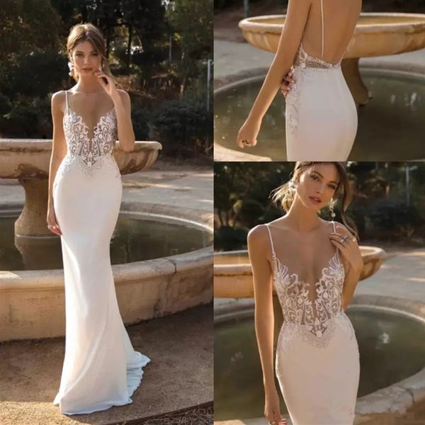 custom made berta mermaid backless wedding gowns plunging neck beaded beach lace bridal dressesbohemian sheath vestido de novia, White
custom made berta mermaid backless wedding gowns plunging neck beaded beach lace bridal dressesbohemian sheath vestido de novia, White