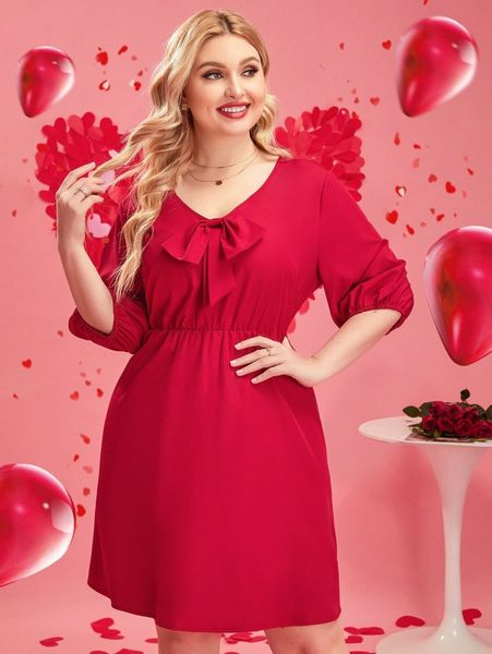 plus lantern sleeve knot front dress o9py#, Black
plus lantern sleeve knot front dress o9py#, Black