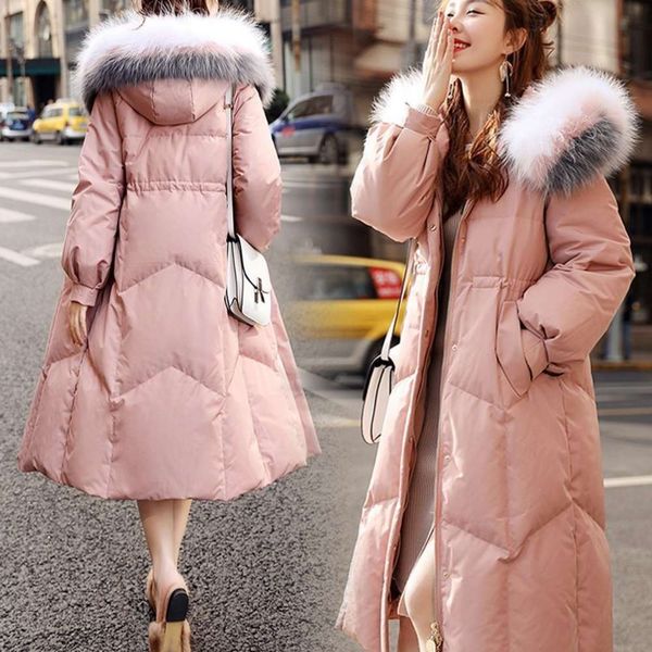 winter fashion fur collar coat women's middle and long knee style overcome large white duck down hooded, Black
winter fashion fur collar coat women's middle and long knee style overcome large white duck down hooded, Black