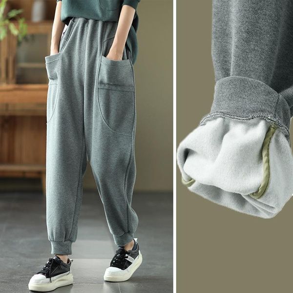 women's pants & capris 2021 autumn winter simple solid plus velvet knit trousers elastic high waist loose casual women sports, Black;white
women's pants & capris 2021 autumn winter simple solid plus velvet knit trousers elastic high waist loose casual women sports, Black;white