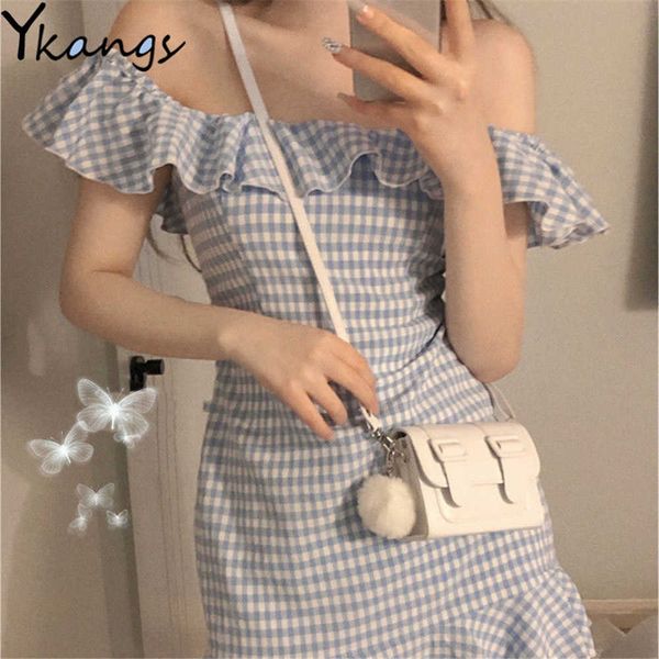 plaid dress women fresh off shoulder empire korean simple ladies trumpet vestidos ruffles party club summer femme sundress 210619, Black;gray
plaid dress women fresh off shoulder empire korean simple ladies trumpet vestidos ruffles party club summer femme sundress 210619, Black;gray