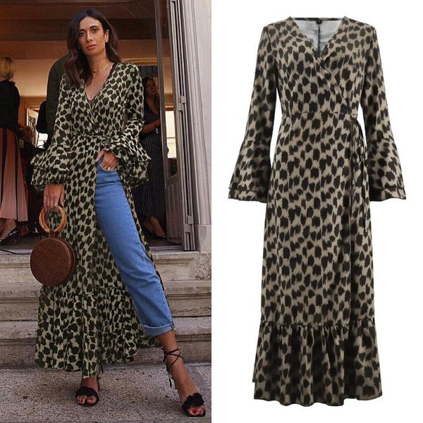casual dresses chic women dress v neck leopard printed beach long floor flare sleeve fashion female autumn winter party vestidos, Black;gray
casual dresses chic women dress v neck leopard printed beach long floor flare sleeve fashion female autumn winter party vestidos, Black;gray